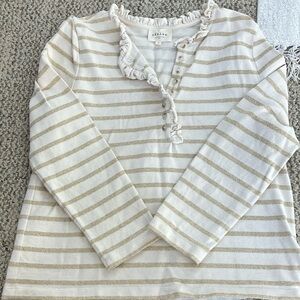 Sézane - Women Striped Cream and Gold Top